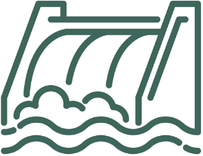 Graphic showing a hydro power system.