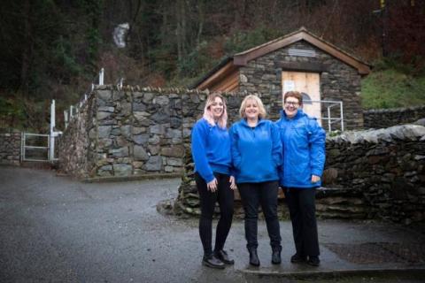Margaret Sutherland, Kirsten Sedgewick & Leah Edwards standing in front of the Generator Building