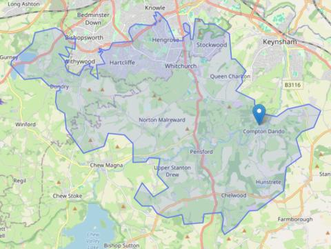 Map showing outline of club area