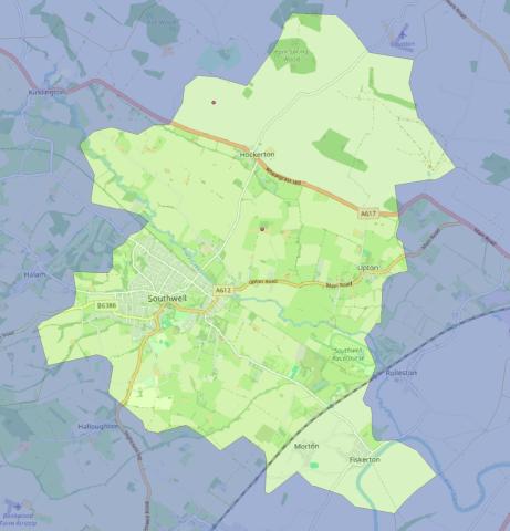 Map showing area covered by Energy Local Southwell Area