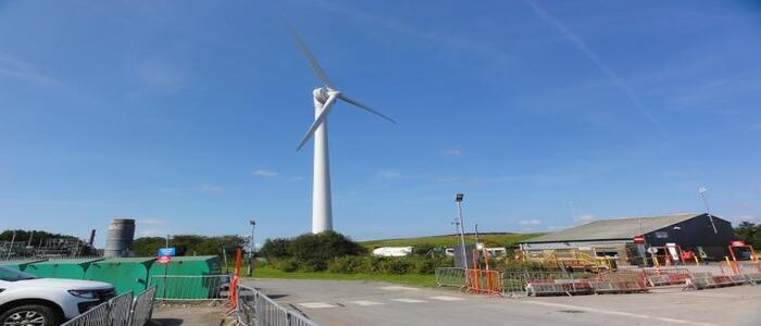 NantyCaws Wind Turbine located at the NantyCaws waste recycling site